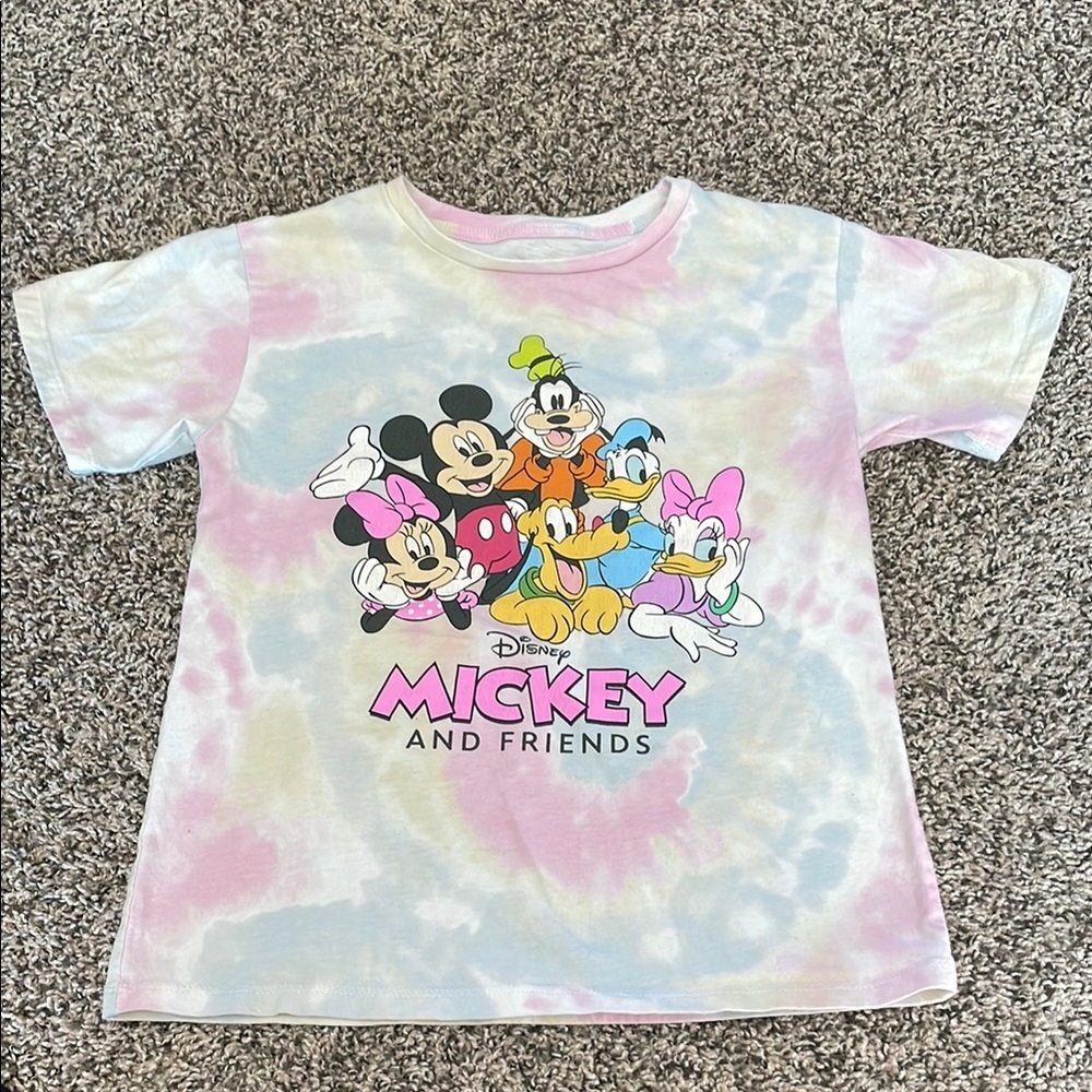 Disney Mickey and Friends Pastel Tie-Dye Kids T-Shirt - Picture 1 of 7